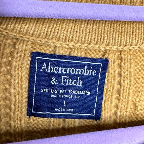 ABERCROMBIE & FITCH Cable Knit Sweater Mustard Yellow {T8} - Picture 4 of 5